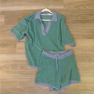 Zara knit set shorts and shirt coord set